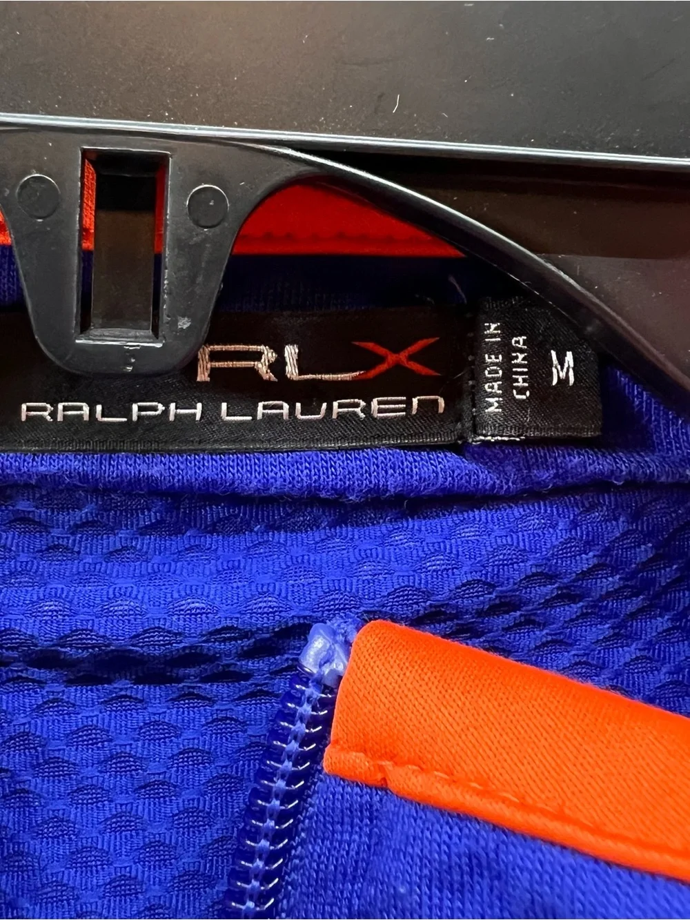 RLX Ralph Lauren Vest Mens Medium Orange/Blue Fleece Full Zip Performance Golf